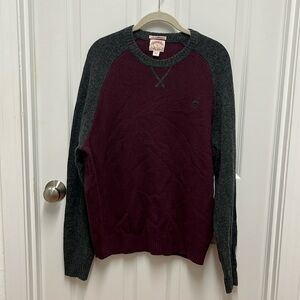 Brooks Brothers‎ Maroon & Grey Colorblock Men’s Brushed Wool Crewneck Sweater